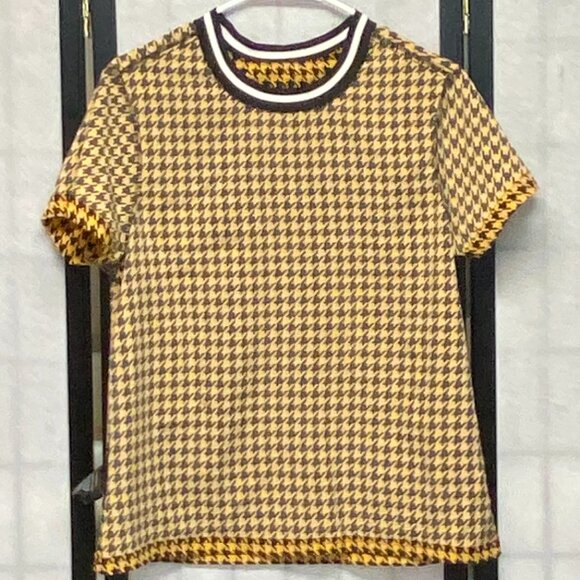 Harve Benard Print Series Cap Sleeve Stretch Band Crew Neck Houndstooth Top M - Picture 5 of 13